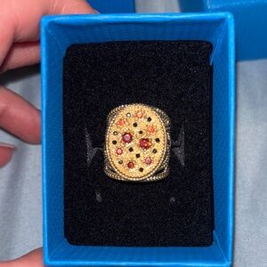 Elegant Gold and Red Gemstone Ring